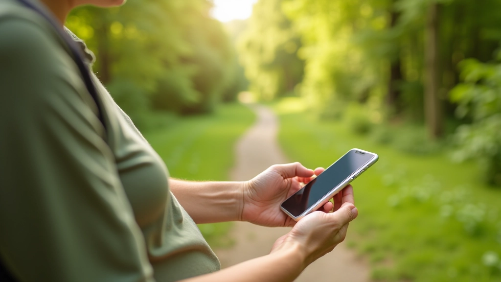 Viedtālrunis ar atvērtu GPS navigācijas aplikāciju, rāda maršrūtu un seniora personīgu atrašanās vietu